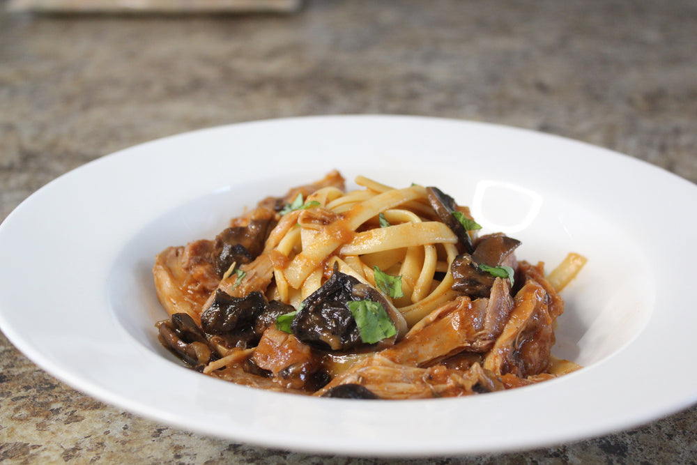 Tagliatelles lapin sauce chasseur